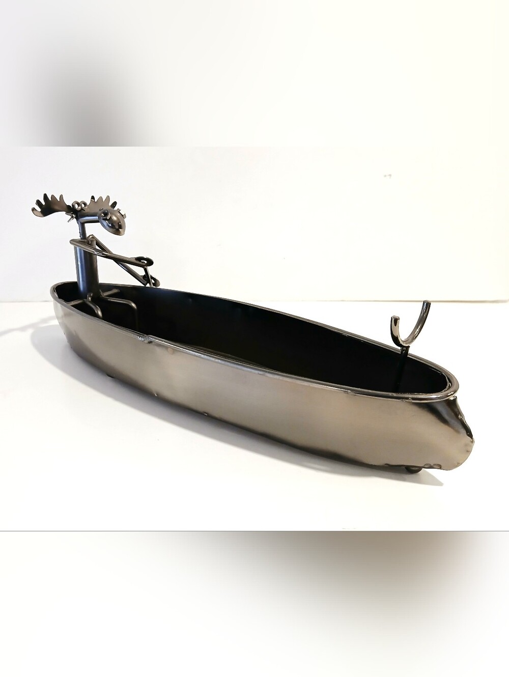 Metal Canoe Wine Bottle Holder Decorative Tray